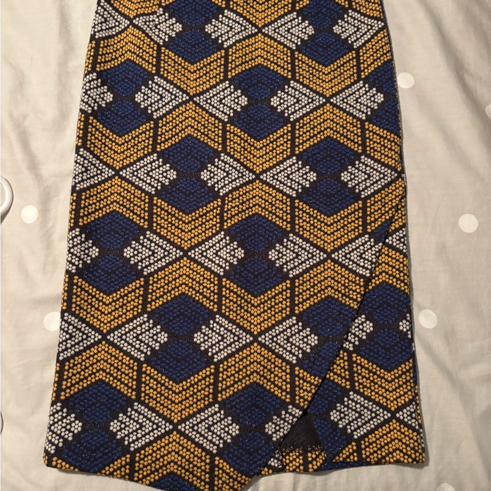 Maeve Blue and Yellow Geometric Pencil Skirt